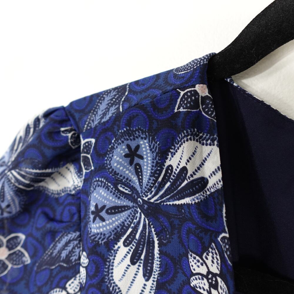 Eliza J Floral Long Sleeve Faux Wrap Midi Dress Blue Butterfly Floral New Size 4 - Picture 8 of 11